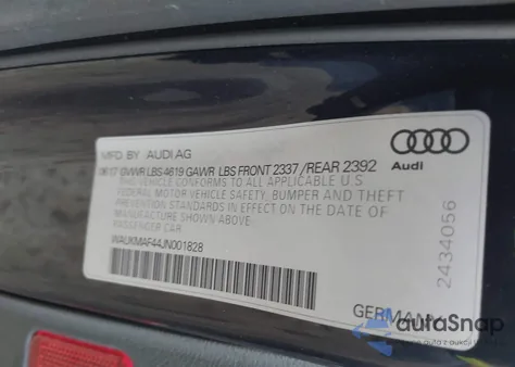 2018 Audi A4 2.0T Ultra Premium/Tech Premium from USA, damaged, VIN WAUKMAF44JN001828